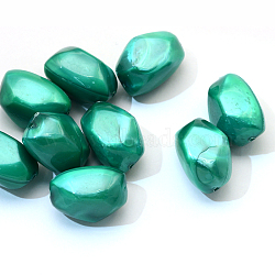 Pearlized Acrylic Beads, Nuggets, Teal, 20x15~15.5x14~14.5mm, Hole: 1.5mm, about 202pcs/500g(MACR-S801-02)