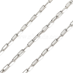 304 Stainless Steel Chains, Paperclip Chains, Soldered, with Spool, Stainless Steel Color, 2.2x0.7x0.2mm(CHS-E031-01A-P)