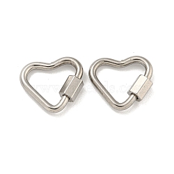 Non-Tarnish 304 Stainless Steel Screw Carabiner Lock Charms, for Necklaces Making, Heart, 14.5x16x2mm(STAS-C092-05D-P)