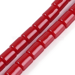 Opaque Resin Beads Strands, Column, Red, 7x5mm, Hole: 1mm, about 59pcs/strand, 16.14 inch(41cm)(RESI-C052-01B)