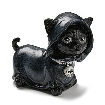 Resin Cat Figurine, for Halloween Party Home Desk Decoration, Black, 100x110x100mm