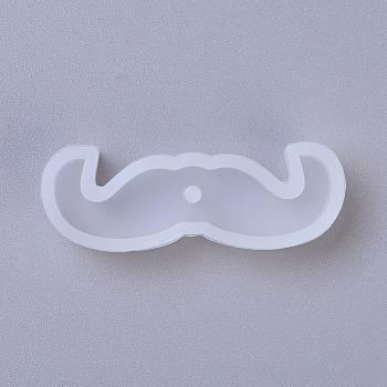 Pendant Silicone Molds, Resin Casting Molds, For UV Resin, Epoxy Resin Jewelry Making, Mustache, White, 17x47.5x8mm, Hole: 2.5mm