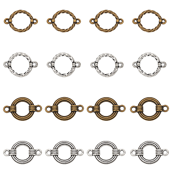 CHGCRAFT Tibetan Style Alloy Links Connectors, Lead Free and Cadmium Free, Ring, Antique Bronze & Antique Silver, 88pcs/box