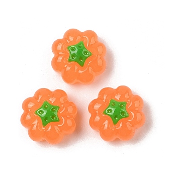 Resin Cabochons, Imitation Vegetable, Pumpkin, Orange, 18x10.5mm