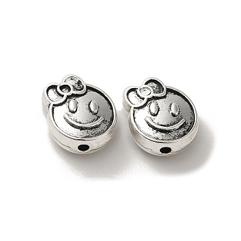 Tibetan Style Alloy Beads, Cadmium Free & Lead Free, Smiling Face, 13x11x6mm, Hole: 1.6mm, about 392pcs/1000g