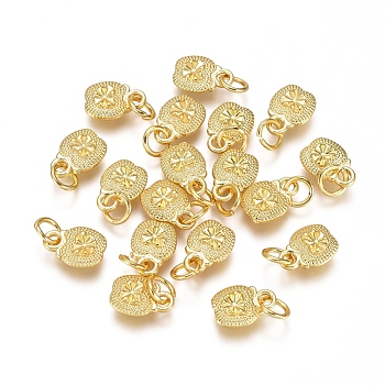 Electroplated Alloy Charms, Long-Lasting Plated, with Brass Jump Ring, Apple, Golden, 9.5x7x3mm, Hole: 3.5mm