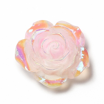 Luminous Resin Cabochons, AB Color, Flower, Misty Rose, 30.5x30.5x11mm