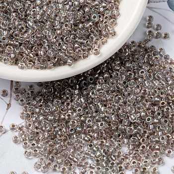 MIYUKI Round Rocailles Beads, Japanese Seed Beads, 8/0, (RR2195) Taupe Lined Crystal AB, 3mm, Hole: 1mm, about 422~455pcs/10g