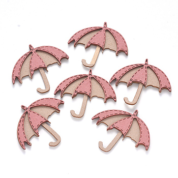 Faux Suede Patches, Costume Ornament Accessories, for Magic Tape Hair Clip Making, Umbrella, Pink, 40x45.5x3mm