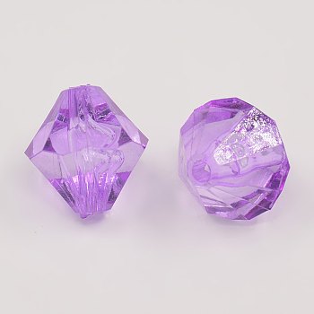 Faceted Bicone Transparent Acrylic Beads, Dyed, Violet, 4mm, Hole: 1mm, about 4680pcs/180g