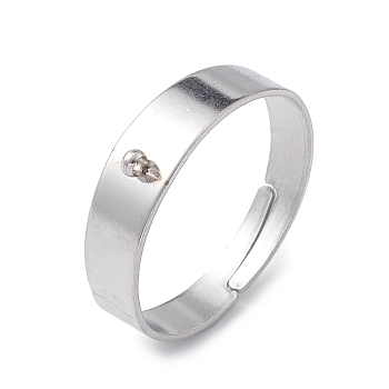 304 Stainless Steel Loop Ring Bases, Adjustable Finger Ring, Stainless Steel Color, 4~5x0.6mm, Hole: 1.2mm, Inner Diameter: 18mm