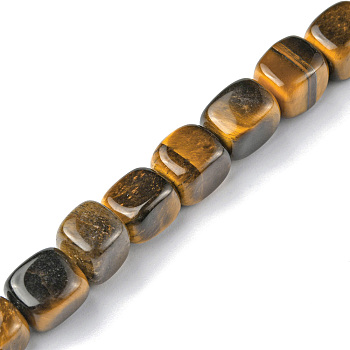 Natural Tiger Eye Beads Strands, Cuboid, 8.5~11x7.5~9x7.5~9mm, Hole: 1.2mm, about 20pcs/strand, 7.72~8.74 inch(19.6~22.2cm)