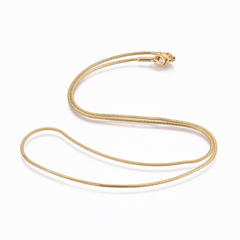 304 Stainless Steel Snake Chain Necklaces, with 304 Stainless Steel Clasps, Golden, 18.1 inch(46cm), 1.2mm
