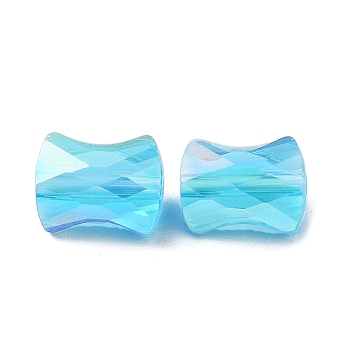 Electroplate Glass Beads, AB Color, Faceted Pillow, Light Sky Blue, 10x8x6mm, Hole: 1.6mm