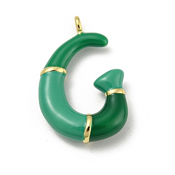 Brass Enamel Pendants, Long-Lasting Plated, Cadmium Free & Lead Free, Real 18K Gold Plated, Letter Charm, Letter G, 23.5x15x5mm, Hole: 1.8mm