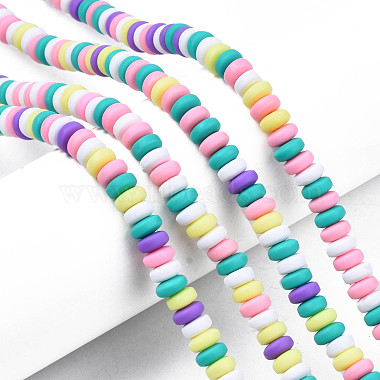 Colorful Flat Round Polymer Clay Beads