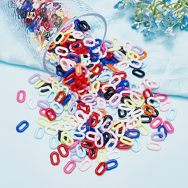 SUPERFINDINGS 1000Pcs 10 Colors Opaque Acrylic Linking Rings(SACR-FH0001-06)-5