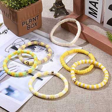 Handmade Polymer Clay Heishi Beads Stretch Bracelets Sets(BJEW-JB05902-07)-4