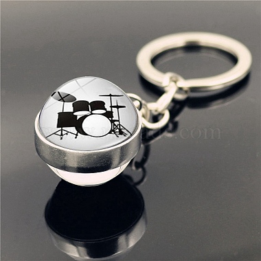 White Round Alloy Keychain