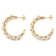 304 Stainless Steel & Bohemian Beaded C-Shaped with Flower Stud Earrings for Women(EJEW-R001-03G-02)-2