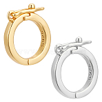 2Pcs 2 Colors 925 Sterling Silver Twister Clasps, Ring, Platinum & Golden, 12x10.5x2.5mm, 1pc/color(STER-WR0001-03)