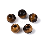 Natural Tiger Eye Beads, Smooth Round, 8~8.5x7~8mm, Hole: 3mm(G-Q602-08A-10)