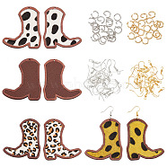 DIY Boot Dangle Earring Making Kit, Including Leopard Print Pattern Cowhide Leather Big Pendants, Brass Earring Hooks, Mixed Color, 61x53x3.5mm, Hole: 1.2mm(DIY-OC0009-74)