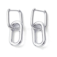 Ion Plating(IP) 304 Stainless Steel Hoop Earrings for Women, Stainless Steel Color, 30x10mm(EJEW-D111-03P)