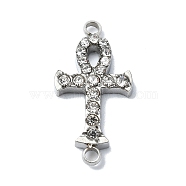 304 Stainless Steel Crystal Rhinestone Connector Charms, Ankh Cross Links, Stainless Steel Color, 20x10x2mm, Hole: 1.6mm(STAS-Z065-02P-01)