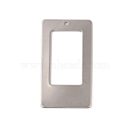 Brass Pendants, Rectangle Charms, Real Platinum Plated, 40x22x1mm, Hole: 1.4mm(KK-L208-60P)