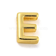Brass Pendants, Real 18K Gold Plated, Letter E, 8x6x3mm, Hole: 1.2mm(KK-P263-13G-E)