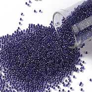TOHO Round Seed Beads, Japanese Seed Beads, (181) Inside Color AB Crystal/Purple Lined, 15/0, 1.5mm, Hole: 0.7mm, about 3000pcs/bottle, 10g/bottle(SEED-JPTR15-0181)