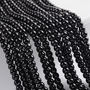 Painted Glass Bead Strands, Baking Paint, Round, Black, 4mm, Hole: 1.1~1.3mm, about 200pcs/strand, 31.4 inch(DGLA-S071-4mm-90)