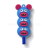 PVC Plastic Big Pendants, Monster Doll, Royal Blue, 65x27x19mm, Hole: 3.5mm(PVC-M003-06A)