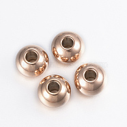 Ion Plating(IP) 304 Stainless Steel Beads, Round , Rose Gold, 8x6.5mm, Hole: 3mm(STAS-H394-06RG)