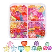 125Pcs 4 Style Transparent Acrylic Beads, Mix Color, Mix-shaped, Mixed Color, 8~13x8~14x4.5~5.5mm, Hole: 1.5mm(MACR-YW0001-60)