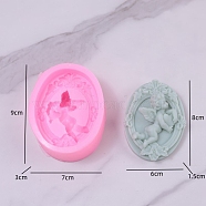 Angel DIY Food Grade Silicone Statue Candle Molds, Aromatherapy Candle Moulds, Portrait Sculpture Scented Candle Making Molds, Pearl Pink, 9x7x3cm(PW-WG89273-01)