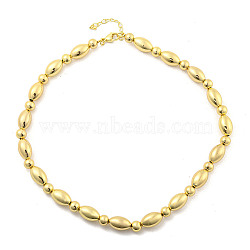 Brass Beaded Necklaces, Cadmium Free & Lead Free, Long-Lasting Plated, Oval, Real 18K Gold Plated, 18.50 inch(470mm)(NJEW-P307-04G)