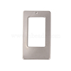 Brass Pendants, Rectangle Charms, Real Platinum Plated, 40x22x1mm, Hole: 1.4mm(KK-L208-60P)