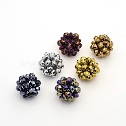 Electroplate Glass Round Woven Beads, Cluster Beads, Full Plated, Mixed Color, 14mm, Beads: 4mm(GLAA-A034-4mm-C)