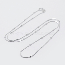 Sterling Silver Snake Chain Necklaces, with Beads, Carved 925, Silver, 18 inch (45mm), 0.7mm(STER-K171-19P)