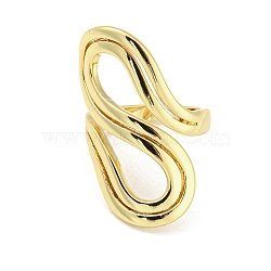 Brass Wrapped Open Cuff Rings, Hollow, Real 18K Gold Plated, Inner Diameter: 15.5mm(RJEW-I100-01G)