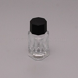 Glass Bottles, with Plastic Cover, Refillable Bottles, Clear, 3.2x3.2x6.7cm, Inner Diameter: 1.4cm, Capacity: 15ml(0.51fl. oz)(TOOL-WH0132-77)