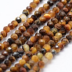 Natural Tiger Eye Beads Strands, Faceted, Round, 2mm, Hole: 0.5mm, about 190pcs/strand, 14.9 inch(38cm)(X-G-K185-13)