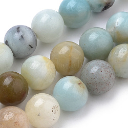 Natural Flower Amazonite Beads Strands, Round, 4mm, Hole: 1mm, about 90pcs/strand, 15 inch(38cm)(X-G-S259-13-4mm)