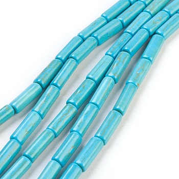 Synthetic Turquoise Beads Strands, Dyed, Column, Turquoise, 13x4mm, Hole: 1mm, about 32pcs/strand, 16 inch