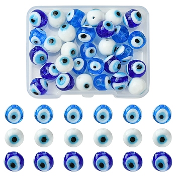 30Pcs 3 Styles Handmade Lampwork Beads, Round with Evil Eye, Mixed Color, 10mm, Hole: 1~2mm, 10pcs/style