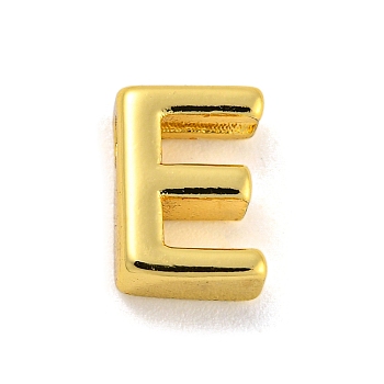 Brass Pendants, Real 18K Gold Plated, Letter E, 8x6x3mm, Hole: 1.2mm