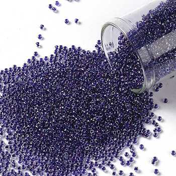 TOHO Round Seed Beads, Japanese Seed Beads, (181) Inside Color AB Crystal/Purple Lined, 15/0, 1.5mm, Hole: 0.7mm, about 3000pcs/bottle, 10g/bottle