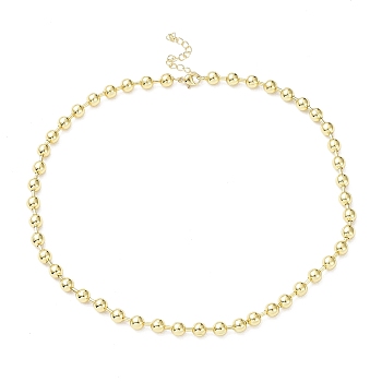Rack Plating Brass Ball Chain Necklaces for Women, Long-Lasting Plated, Lead Free & Cadmium Free, Real 18K Gold Plated, 16.65 inch(42.3cm), bead: 6mm